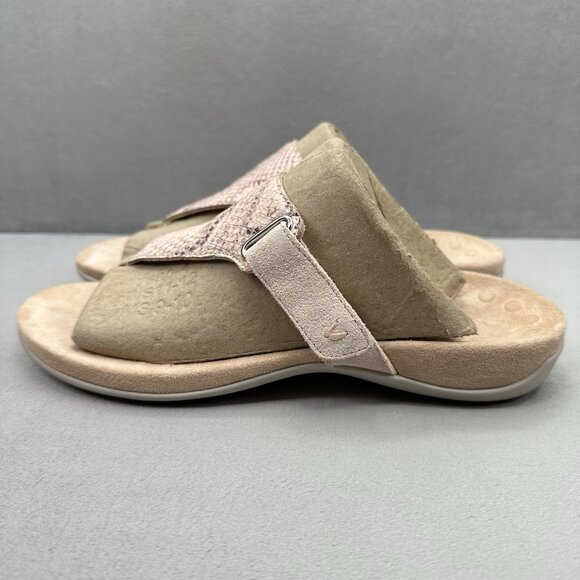 Vionic Wanda Womens Size 8.5 Sandals T-Strap Pale Blush Snakeskin Print Orthotic - Picture 3 of 8